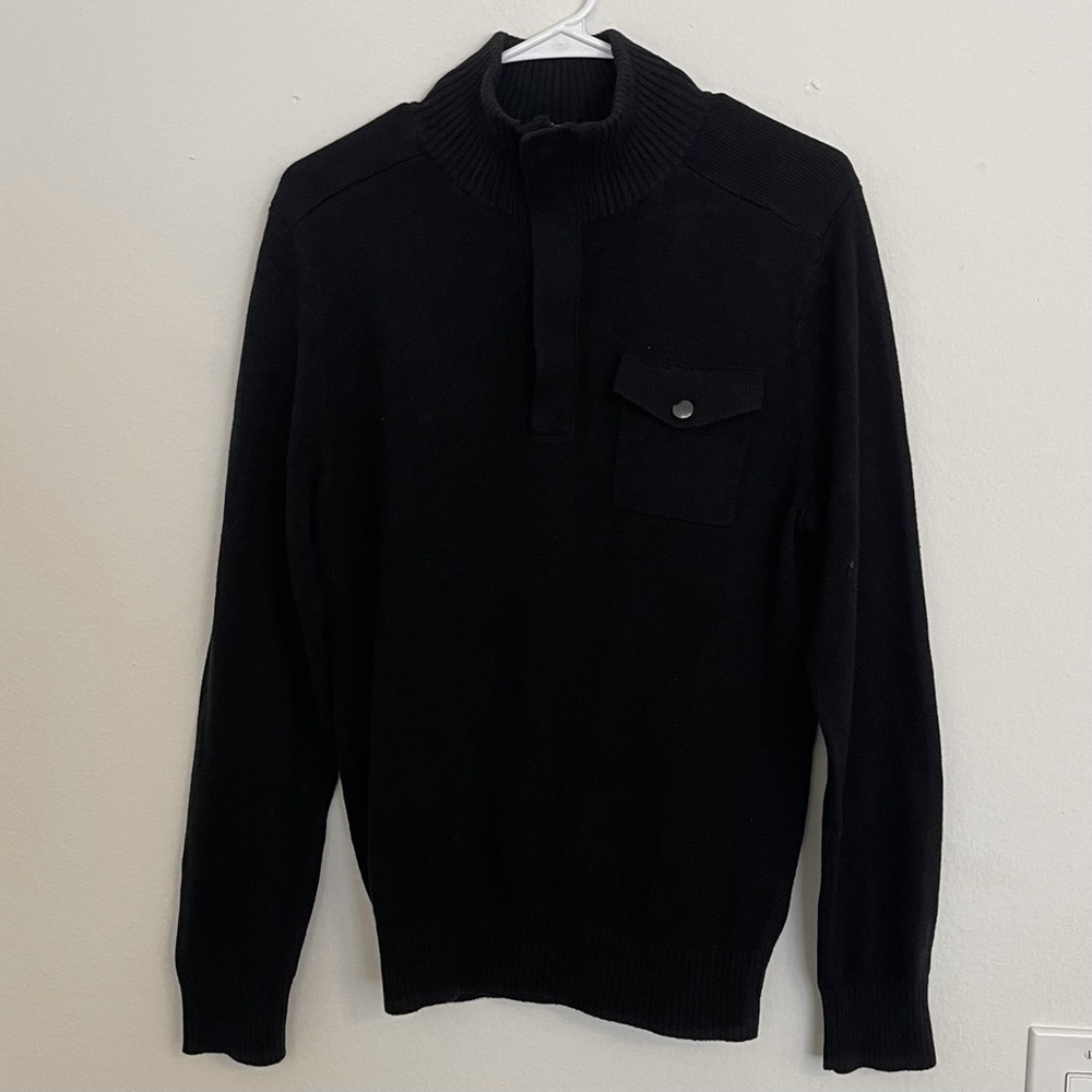 Banana Republic 1/2 Zip 1/4 Pullover Sweater Knit Jacket Black Top Men’s Black